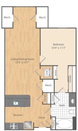  Floor Plan 1 Bed/1 Bath-A1a