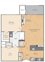  Floor Plan 1 Bed/1 Bath Den-A3D-A9-A10