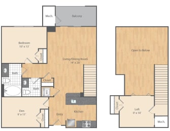  Floor Plan 1 Bed/1.5 Bath Loft-A3L