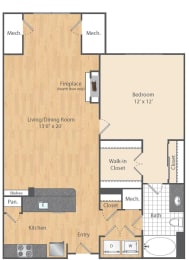  Floor Plan 1 Bed/1 Bath-A4a