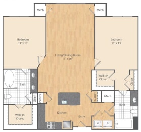  Floor Plan 2 Bed/2 Bath-B2a