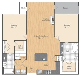  Floor Plan 2 Bed/2 Bath-B3-B8-B9