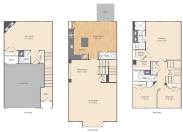  Floor Plan 3 Bed/2.5 Bath Townhome-C1THa