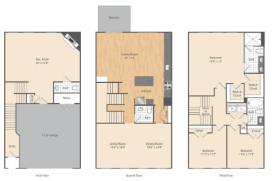  Floor Plan 3 Bed/2.5 Bath Townhome-C2TH