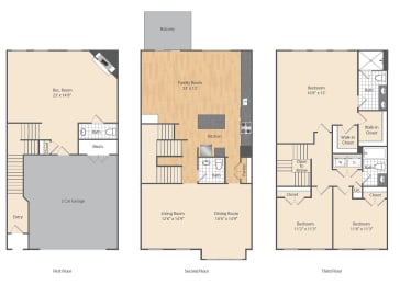  Floor Plan 3 Bed/2.5 Bath Townhome-C2THa