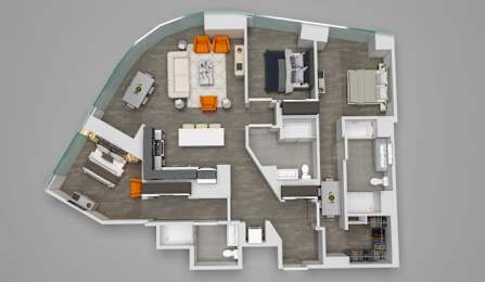Three Bedroom 04 Floor Plan 1,650 sq.ft. at 1001 South State, Chicago, IL
