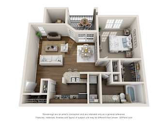 A2, 1 br, 1 ba, 720 sq. ft.