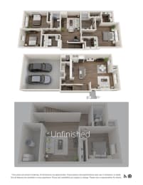  Floor Plan Townhome End - Rear Load Garage (unfinished basement)