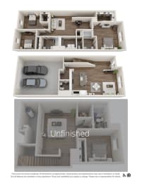  Floor Plan Townhome - Rear Load Garage (Unfinished Basement)