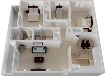 Three Bedroom C Floorplan with 1195 Sq. Ft. at Oak Pointe, Fremont, CA