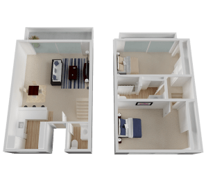 Large Two Bedroom Split-Level with 1040 Sq. Ft. at Diablo Pointe in Walnut Creek, CA