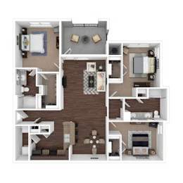 2 Bed 2 Bath Floor Plan at Pecan Springs, Texas, 78249
