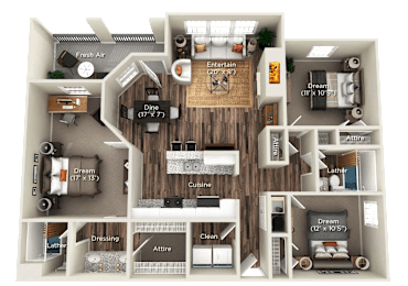 LOOKOUT Floor Plan at WildForest Apartments, Birmingham