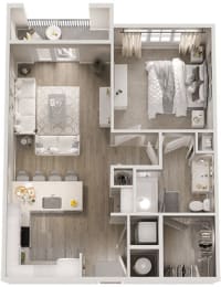 740 sq ft 1 Bedroom 1 Bathroom Floor Plan at The View on Collins, Lansing