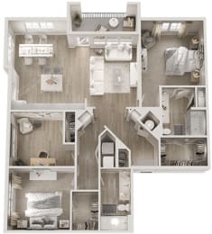 3 Bed 2 Bath 1423 sq ft Floor Plan at The View on Collins, Lansing