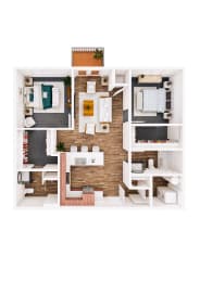 2 Bed 2 Bath Floor Plan at The Commons at Rivertown, Grandville, MI