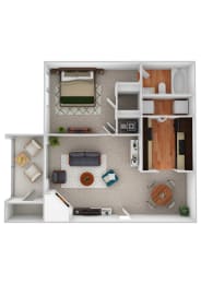 1 bed 1 bath A3S - Magonlia w Sunroom at Riverset Apartments, Memphis, TN
