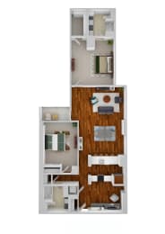 B10 2 Bedroom 2 Bathroom Floor Plan at Optima Old Orchard Woods, Illinois, 60077
