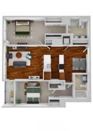 B5 2 Bed 2 Bath Floor Plan at Optima Old Orchard Woods, Skokie, IL, 60077