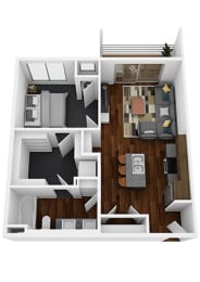 1 bed 1 bath Fernie Floor Plan at The Lodge at Overland, Rochester, MN