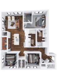 a floor plan of a 3 bedroom apartment