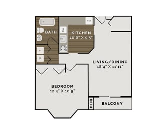 The Kayak Floor Plan at The Pointe at St. Joseph Apartments, South Bend, Indiana