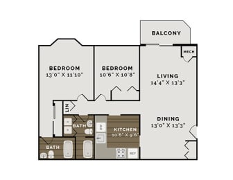 The Marquette Floor Plan at The Pointe at St. Joseph Apartments, Indiana, 46617