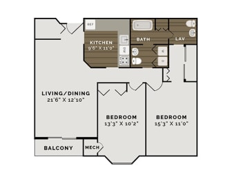 The Raceway Floor Plan at The Pointe at St. Joseph Apartments, Indiana