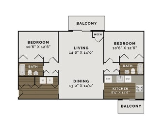 The-St-Joseph Floor Plan at The Pointe at St. Joseph Apartments, South Bend, IN