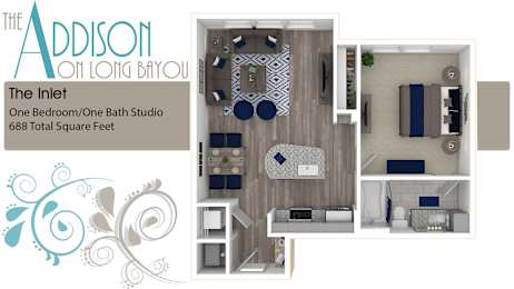 1 bed 1 bath at The Addison on Long Bayou Apartments, Florida, 33772