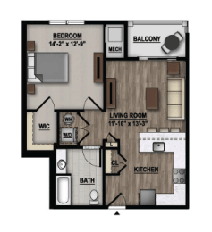 1 Bedroom Floor Plan Image