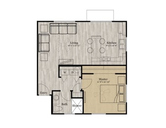 1 bed 1 bath floor plan