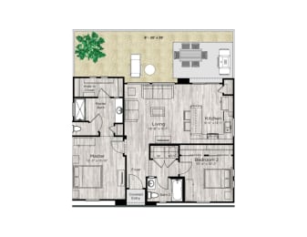 2 bed 2 bath floor plan
