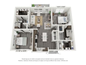 Two Bedroom Two Bath at Artesia at Lakewood Ranch Apartments, Bradenton