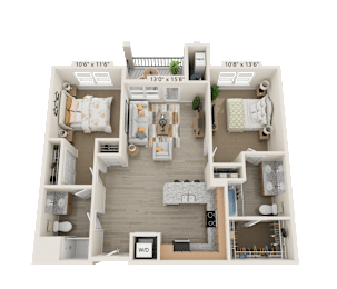 B2 Floor Plan at The Bend Arbordale, Virginia, 23188