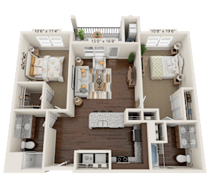 B3A Floor Plan at The Bend Arbordale, Williamsburg, 23188