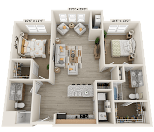 B3S Floor Plan at The Bend Arbordale, Williamsburg, Virginia