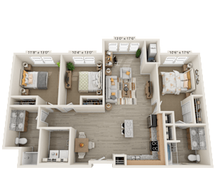 C1S Floor Plan at The Bend Arbordale, Williamsburg