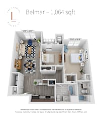 2 bed 2 bath C
