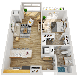 A1 Floor Plan at Wheaton 121, Wheaton, IL, 60187