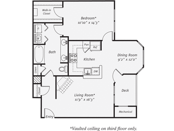 1 Bedroom Floorplan at The Mercer at Lawrence Station, Lawrence Township, New Jersey