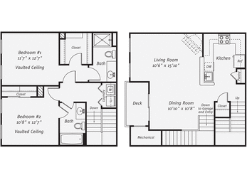 2 Bedroom floorplan at The Mercer at Lawrence Station, Lawrence Township, NJ