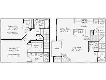 2 Bedroom floorplan at The Mercer at Lawrence Station, Lawrence Township, NJ