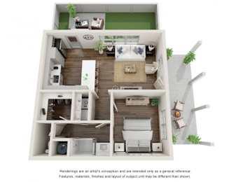 1 bed 1 bath E at The Cottages at Old Monrovia Apartment , Huntsville, Alabama