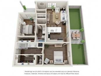 2 bed 2 bath B at The Cottages at Old Monrovia Apartment, Huntsville, AL, 35806