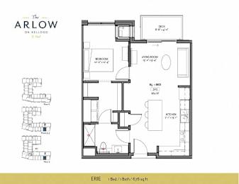 Erie Floor Plan at The Arlow on Kellog, St. Paul, MN, 55102