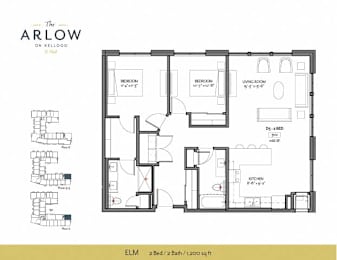 Elm Floor Plan at The Arlow on Kellog, St. Paul, MN, 55102