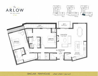 Sinclair Floor Plan at The Arlow on Kellog, St. Paul, MN, 55102