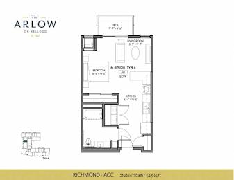 Studio Floor Plan at The Arlow on Kellog, Minnesota, 55102