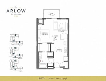 Studio Floor Plan at The Arlow on Kellog, St. Paul, MN
